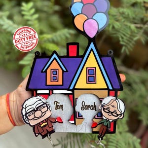 Personalized Up House key holder with Acrylic Keychain  Carl Ellie Keychain