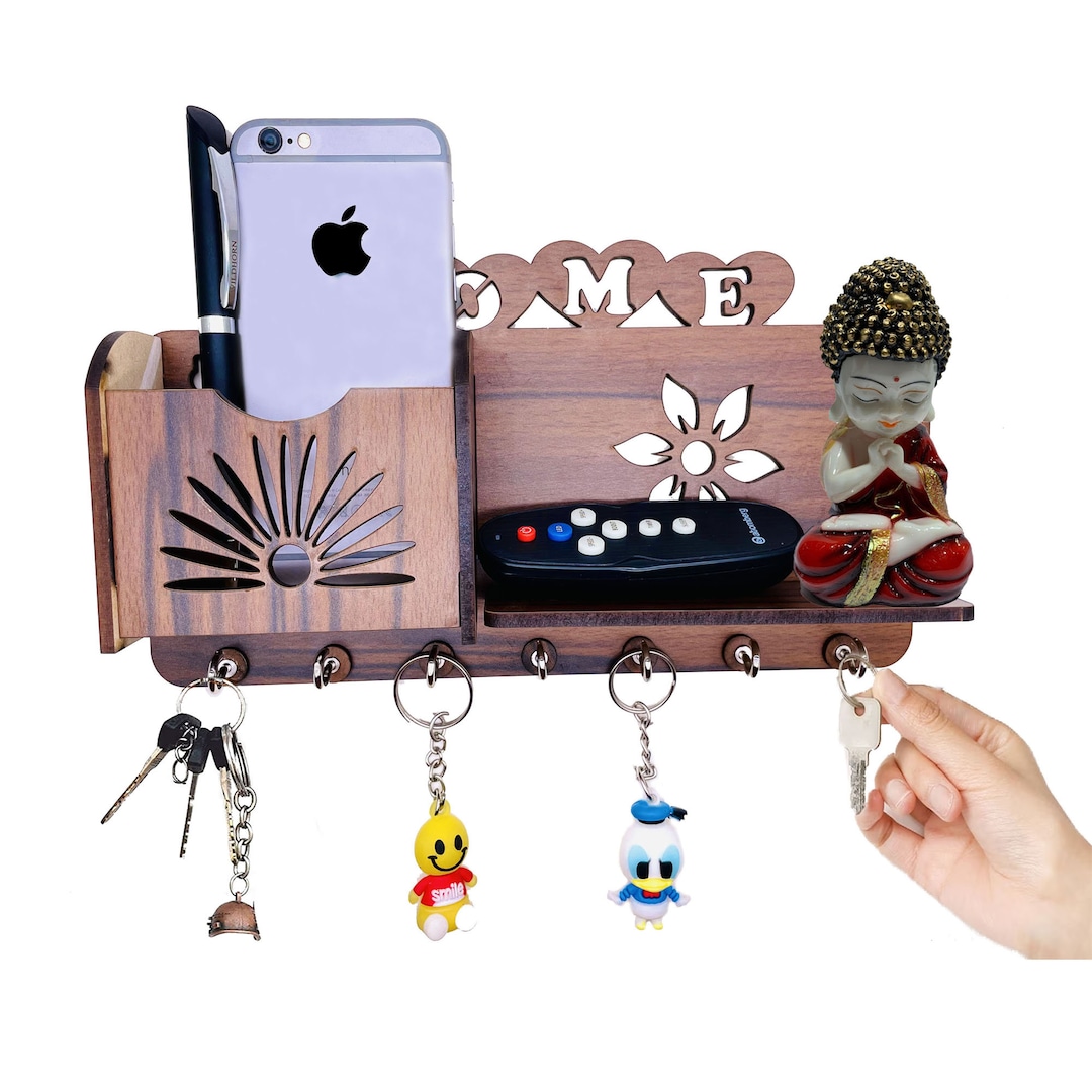 Wall Mounted Wooden Key Holders With Mobile Stand for Wall Etsy