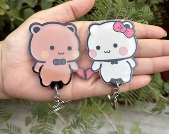 Bubu Dudu Keychain / High Quality Acrylic Couple Keyrings/ Bag Charm / Purse Charm / Gift for Boyfriend  Pack of 2