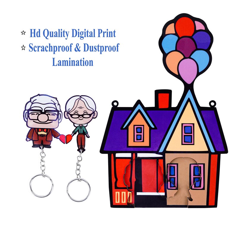 Personalized Couple Keychain up House Key Holder up Inspired Carl and