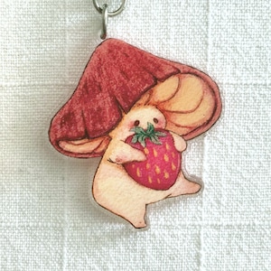 Portachiavi a forma di fungo fragola