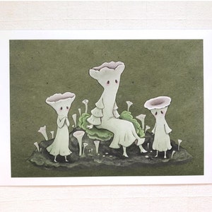 Pixie Cup Lichen- Mushroom Art A5 Print