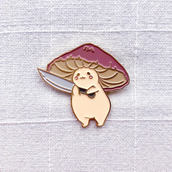 Mushroom with Knife - Enamel Pin