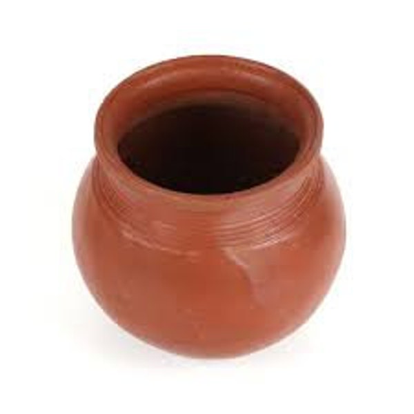 Hand Made SMALL Clay Pot 32 Oz -(Original Clay Only- No additives) Kalam Perfect for Cooking, serving, As a FLOWER POT