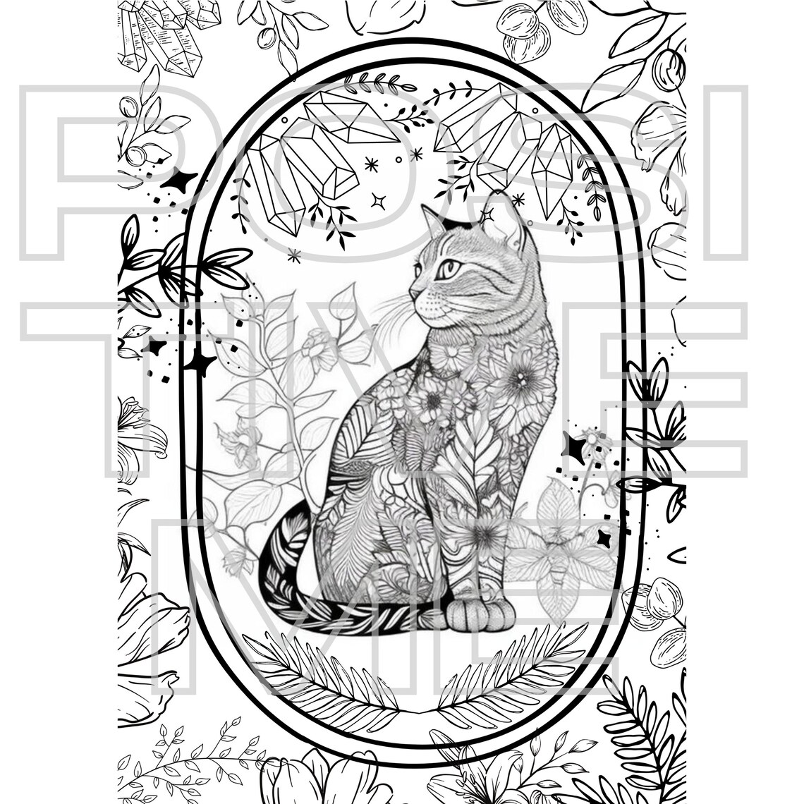 Black Cat Printable Coloring Page Magic Cat Coloring Page - Etsy