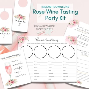 Wine Tasting Kit, Printable Wine Tasting Score Cards and Sign, Wine Tasting Tags, Blind Wine Tasting Game Card Kit, Wine Tasting Party