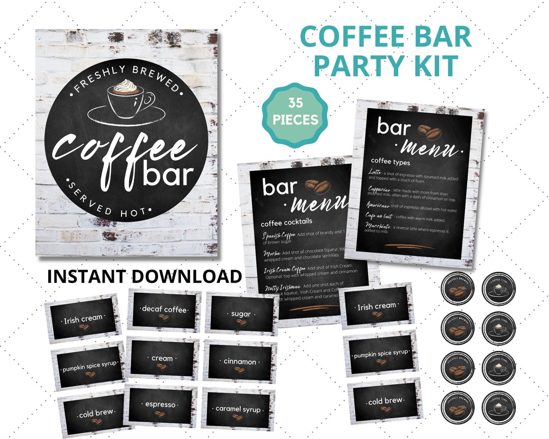 Coffee Bar Printable Party Kit, Instant Download, Coffee Bar Sign ...