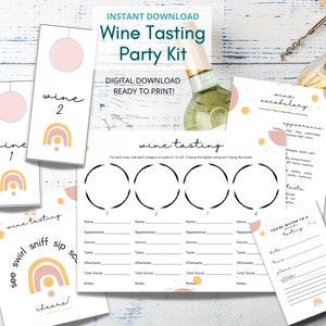 Wine Tasting Kit, Printable Wine Tasting Score Cards and Sign, Wine Tasting Tags, Blind Wine Tasting Game Card Kit, Wine Tasting Party
