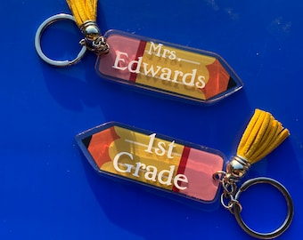 Personalized Pencil Keychain / Gifts for Teachers / Teacher application/ School