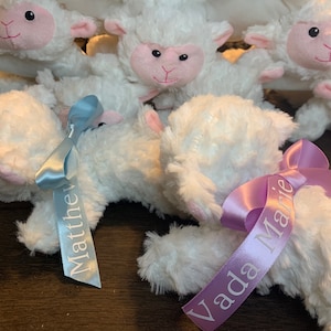 Personalized lambs / baby gifts / baby shower / custom stuffed animals / name and birthday