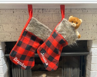 Personalized Christmas Stockings / Buffalo  Plaid