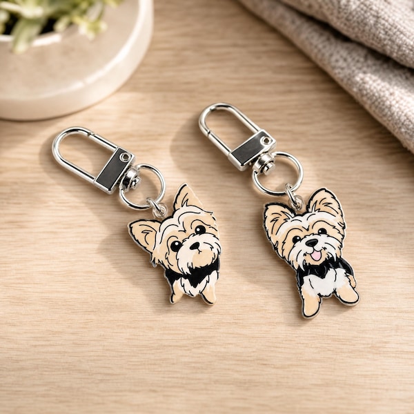 Llavero acrílico de Yorkshire Terrier (3 cm) - Adorable colección de razas de perros