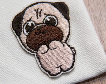 Pug Embroidered Patch | Iron On Dog Patch | Cute Pet Badge for Clothes, Bags & Jackets | Gift for Dog Lovers