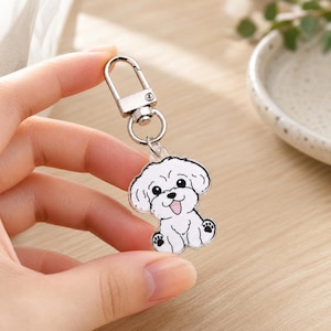 Mini Maltese Acrylic 3cm Keychain - Dog Breed Collectible