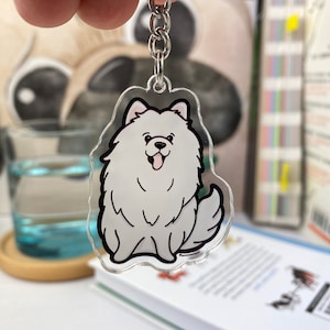 Samoyed Acrylic keychain, Cute Dog Breed Keychain, Adorable Doggie keychain,