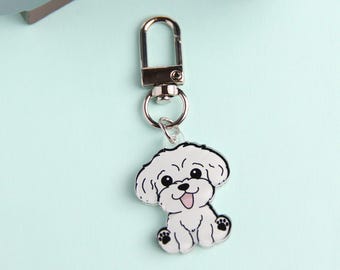 3cm Mini Maltese Acrylic Keychain - Cute Dog Breed Collectible