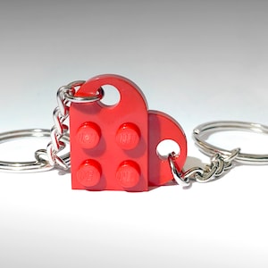 Heart Keychain Made with LEGO Bricks Handmade Love Heart Keyring Couple Boyfriend Girlfriend Gift for him her loved One