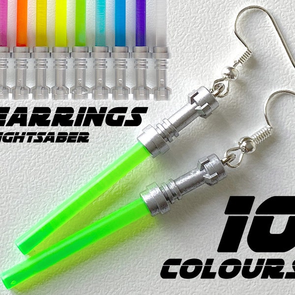 Lego Star Wars Lichtschwert Ohrringe｜Hergestellt aus LEGO Steinen｜10 Farben zur Auswahl｜Individuell handgefertigter Ohrring