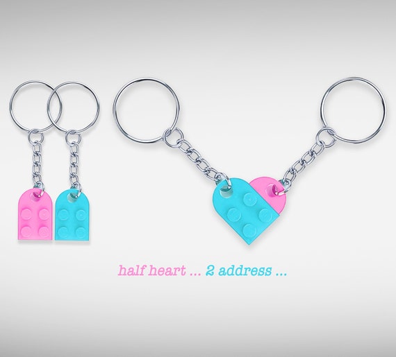 Buy Heart Keyring Made With LEGO Bricks Handmade 2 Address Half Love Heart Keychain Couple Boyfriend Girlfriend Gift for Him Her Loved One Online in India Etsy