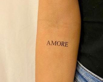 Tatouage temporaire Amore (Lot de 2) / Tatouage de lettrage