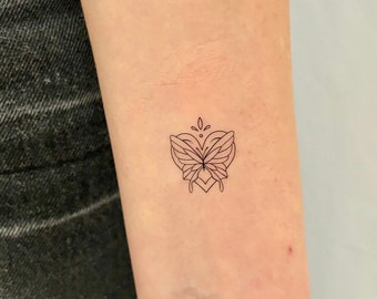 Geometrischer Schmetterling temporäres Tattoo (3er Set) / Boho temporäres Tattoo / Minimalistisches Tattoo