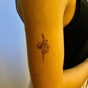 Floral Temporary Tattoo (Set of 2) / Floral Fake Tattoo / Flower fake tattoo