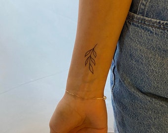 Floral Temporary Tattoo (Set of 2) / flower fake tattoo / Nature temporary tattoo