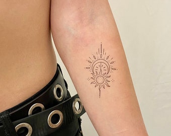 Sun and Moon Temporary Tattoo (Set of 2)