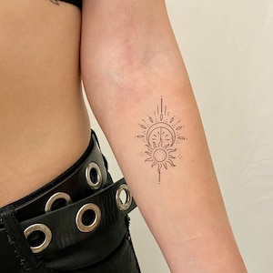 Sonne und Mond temporäres Tattoo 2er Set Bild 1