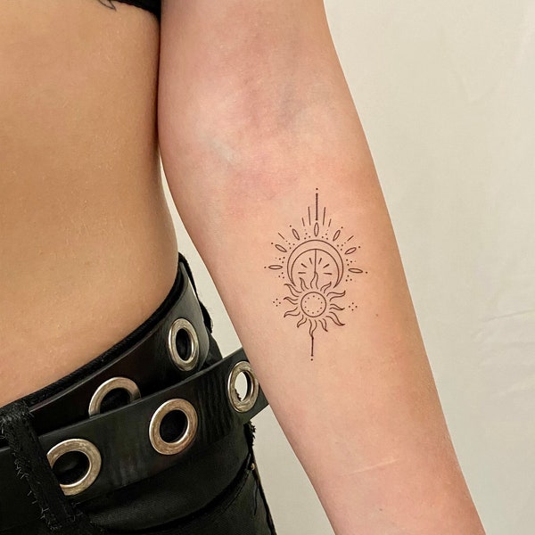 Sonne und Mond temporäres Tattoo (2er Set)