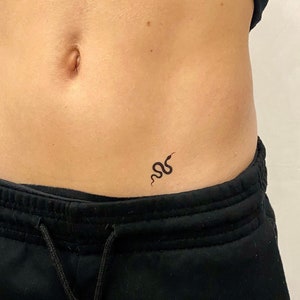 Petit tatouage temporaire de serpent noir (Lot de 3) / Tatouage de serpent