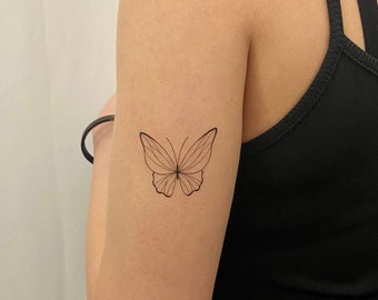 Fineline Schmetterling temporäres Tattoo (2er Set)