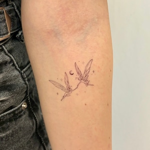 Stardust Fairy Pair Temporary Tattoo (Set of 2) / Celestial Fairy Duo Tattoo