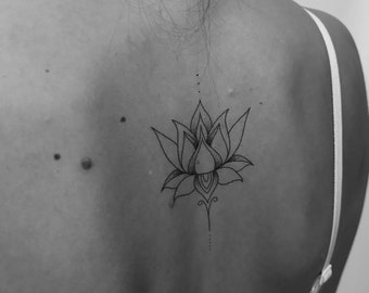 Lotus Unalome temporäres Tattoo (2er Set)