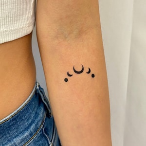 Tatouage temporaire de phase de lune noire (lot de 2)/petit tatouage de lune/tatouage de croissant de lune