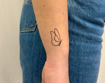 Fine Line Butterfly Temporary Tattoo (Set of 3) / Minimalist Butterfly Tattoo / Boho Butterfly