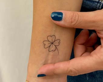 四つ葉のクローバーの一時的なタトゥー（3枚セット）/花のフェイクタトゥー/自然の一時的なタトゥー