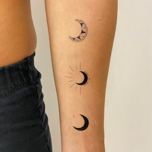 Ensemble de 9 tatouages temporaires pour la lune