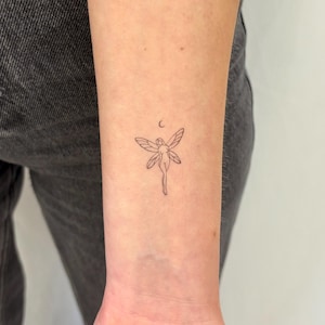 Tiny Magical Fairy Temporary Tattoo (Set of 2) / Minimal Pixie Tattoo / Wrist Fairy Fake Tattoo
