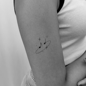 Musical Notes Temporary Tattoo (Set of 2) / Minimalist Music Temporary Tattoo / Notes Fake Tattoo
