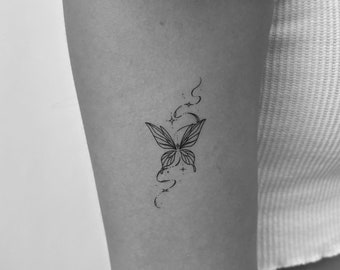 Minimale tijdelijke vlindertattoo (set van 2) / Boho vlindertattoo / sticker vlindertattoo / decoratieve skin