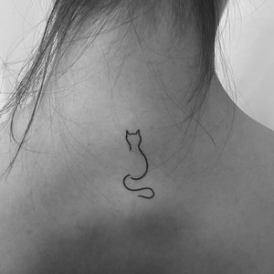 Minimalist Standing Cat Temporary Tattoo (Set of 3) / Animals Temporary Tattoo
