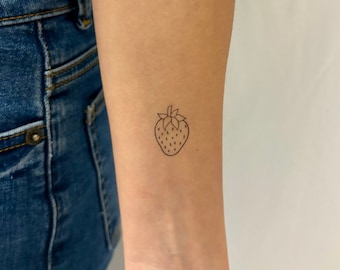 Erdbeere temporäres Tattoo (3er Set) / Obst temporäres Tattoo