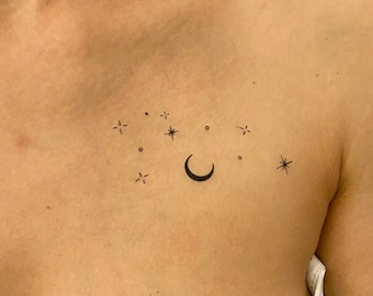 Constellation Stars and Moon Temporary Tattoo (Set of 2)