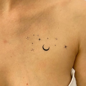 Konstellation Sterne und Mond temporäres Tattoo (2er Set)