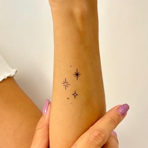 Small Star Trio Temporary Tattoo (Set of 3) / Minimal Star Trio Tattoo / Tiny Star Tattoo for Wrist