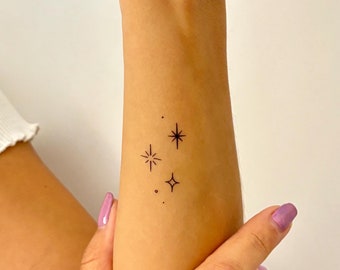 Small Star Trio Temporary Tattoo (Set of 3) / Minimal Star Trio Tattoo / Tiny Star Tattoo for Wrist