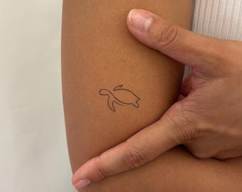 Tatouage temporaire tortue minimal (lot de 3) / petite tortue de mer faux tatouage / tatouage animal marin