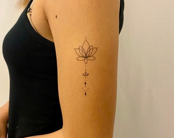 Lotus Unalome temporäres Tattoo (2er Set)
