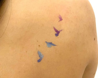 2x Temporäre Tattoos Vogel-Design – Handbemalt, Wasserfest, Realistisch, Für Haut & Körperdekoration